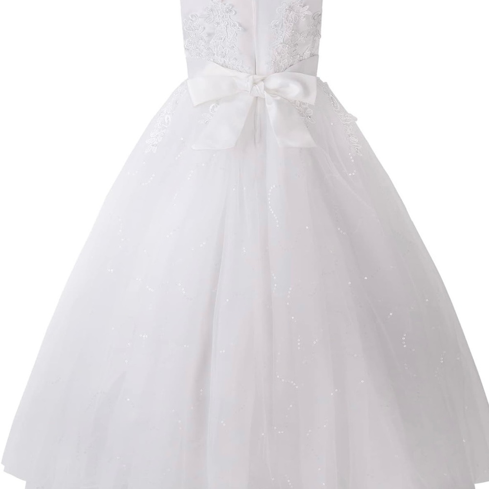 Girls white dress with veil.
